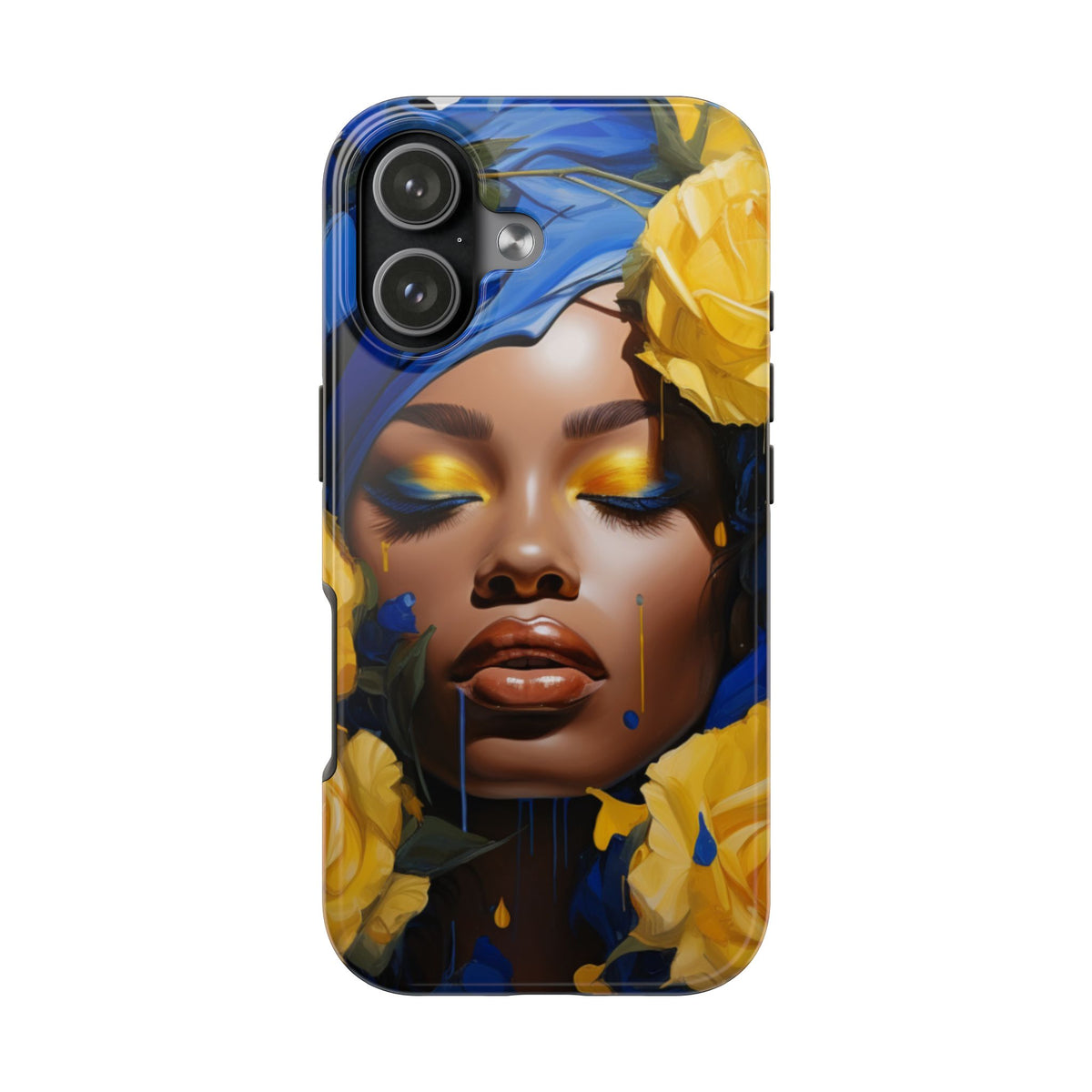 Stunning in Blue and Gold Beautiful Black Woman Tough Phone Case