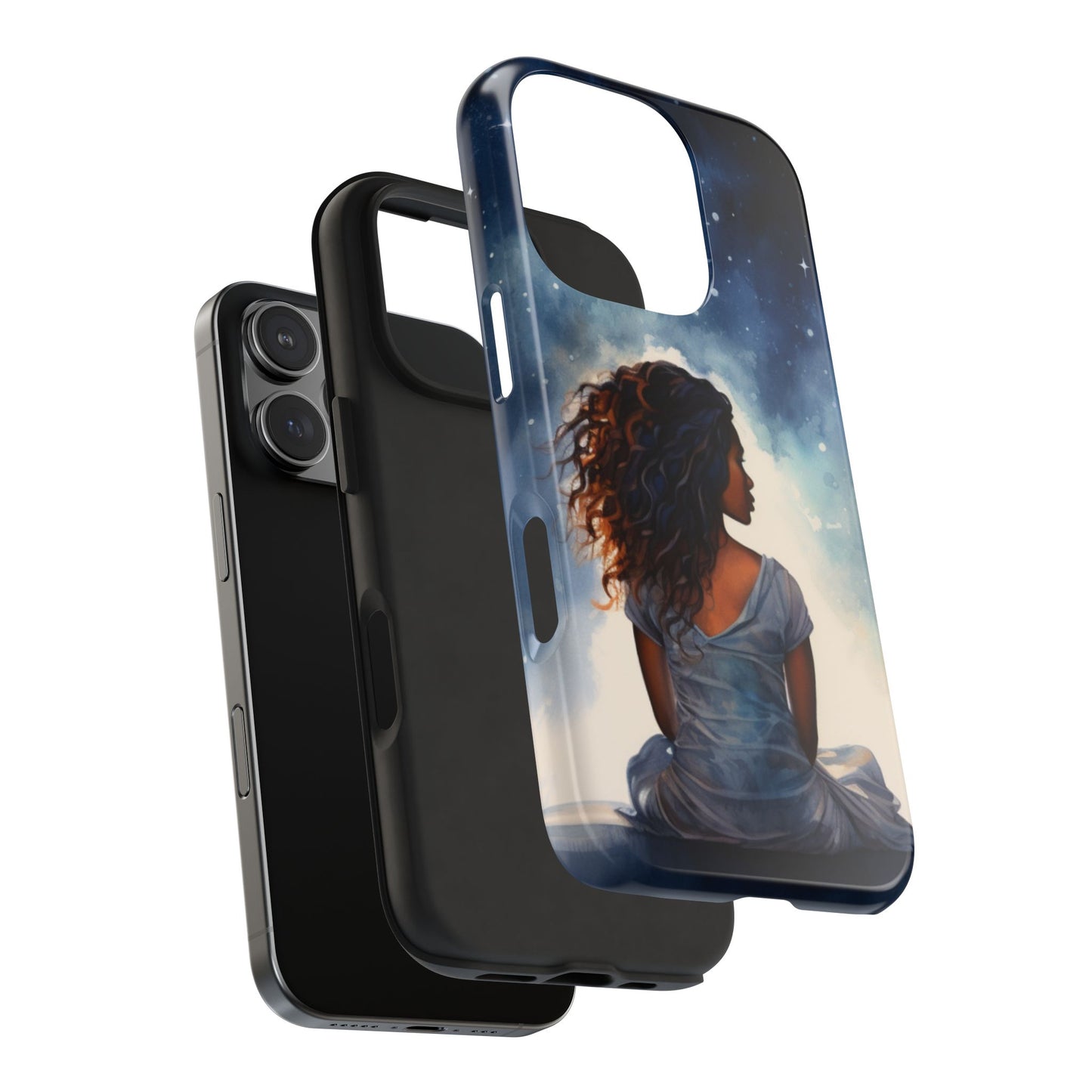 Beautiful Black Woman and Starry Night Tough Phone Case