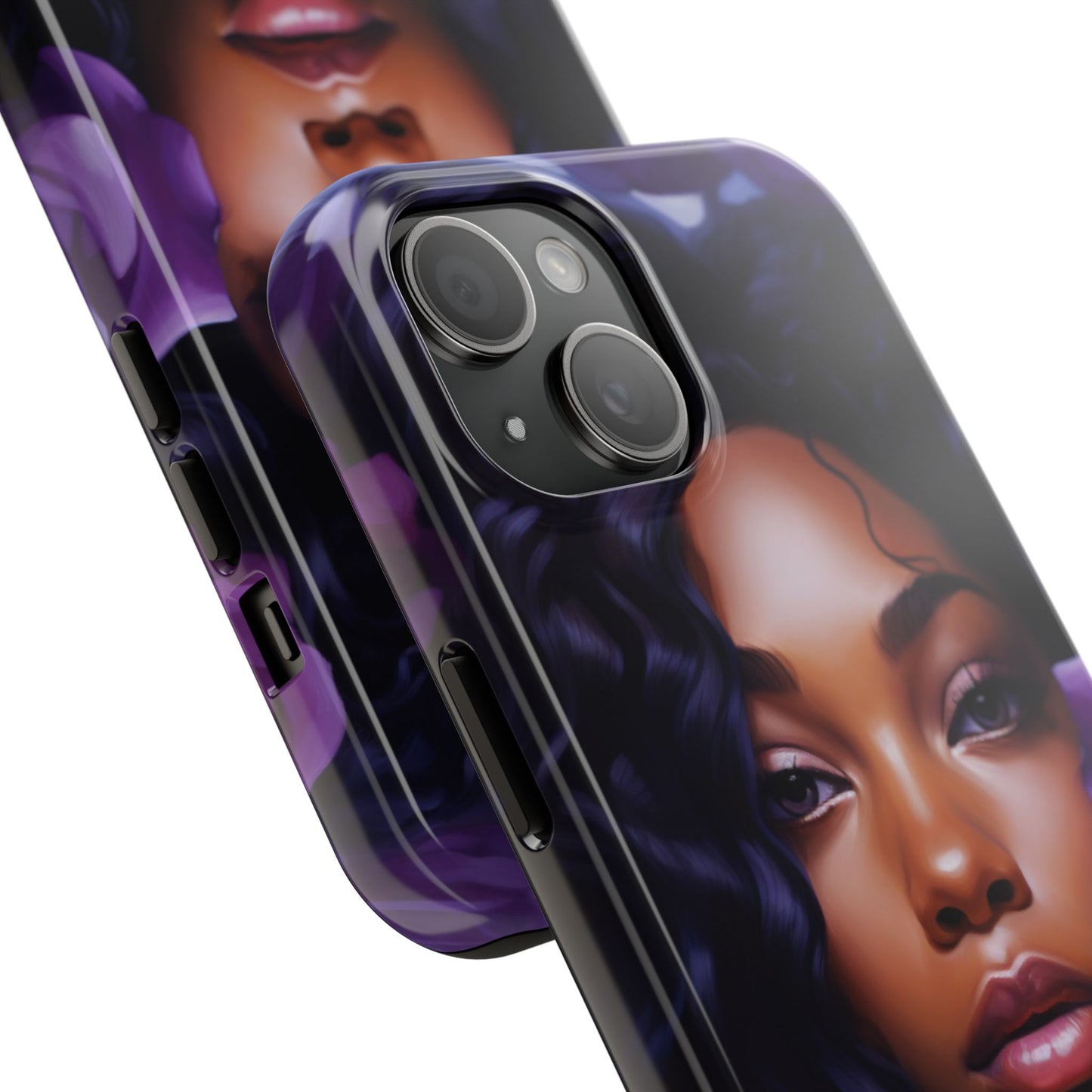 Beautiful Black Woman With Purple Flowers Tough Phone Case