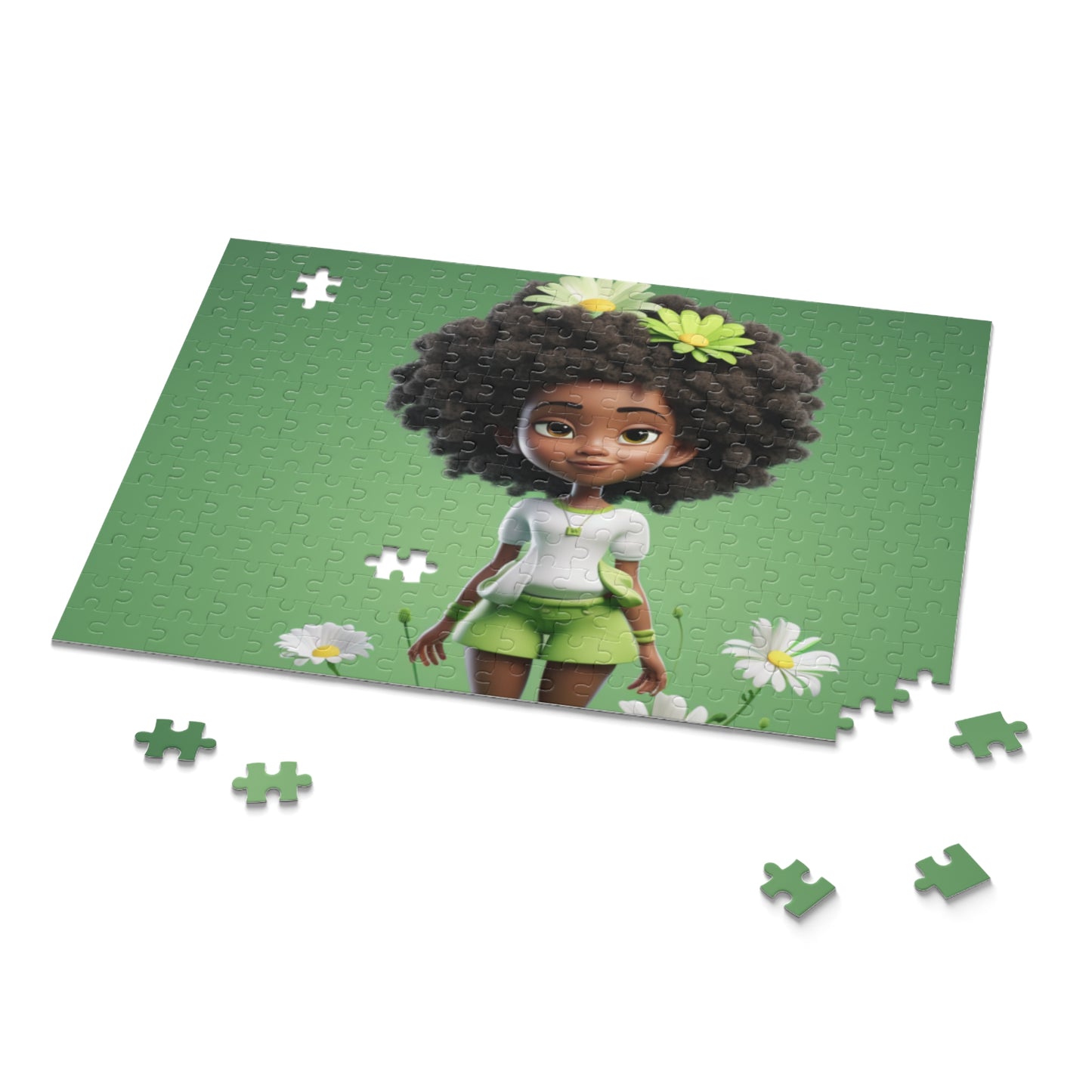Beautiful Black Fairy (Green) Jigsaw Puzzle (120, 252, 500-Piece)