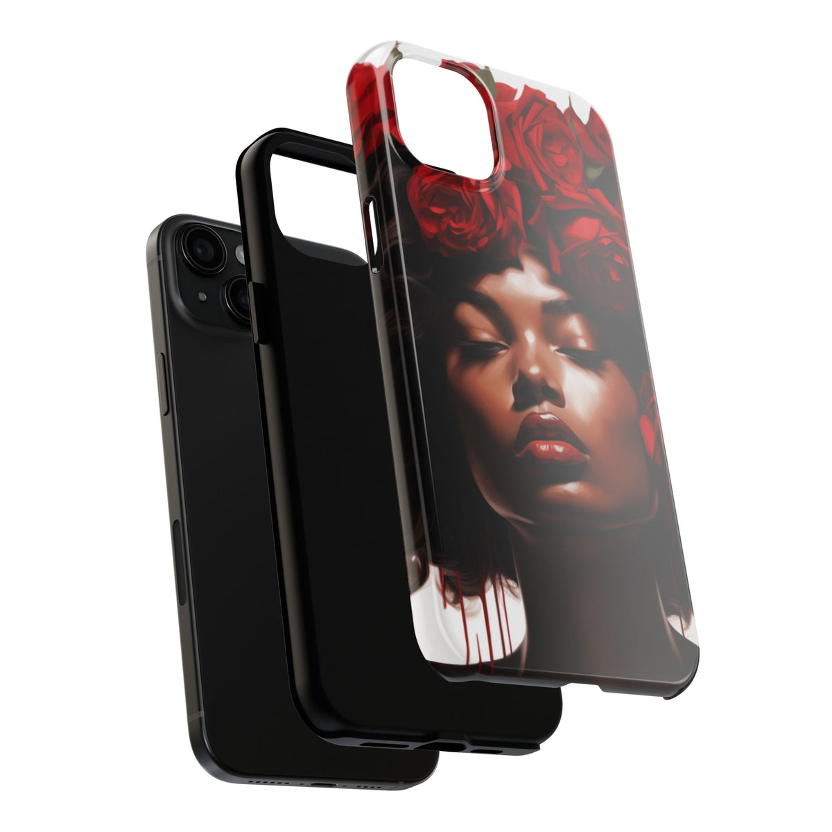 Beautiful Black Woman With Red Flowers Tough Phone Case