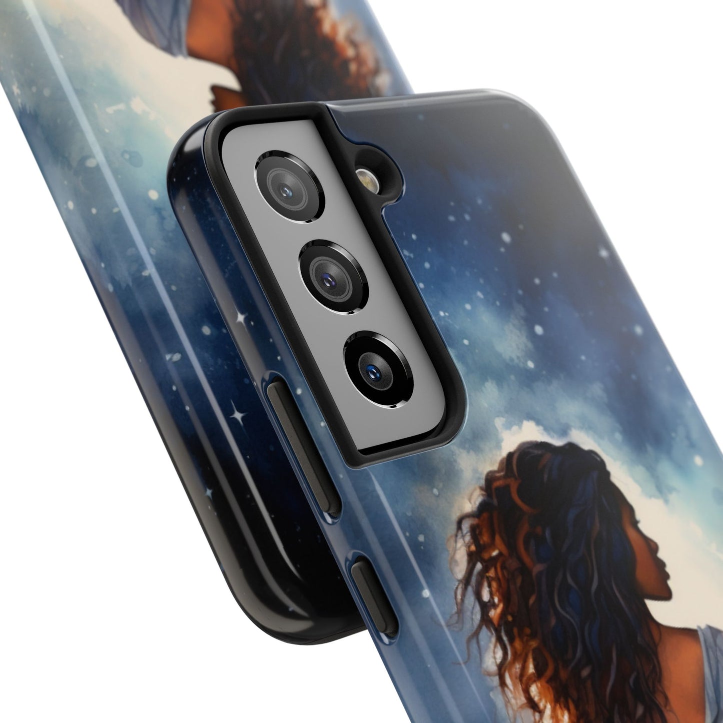 Beautiful Black Woman and Starry Night Tough Phone Case