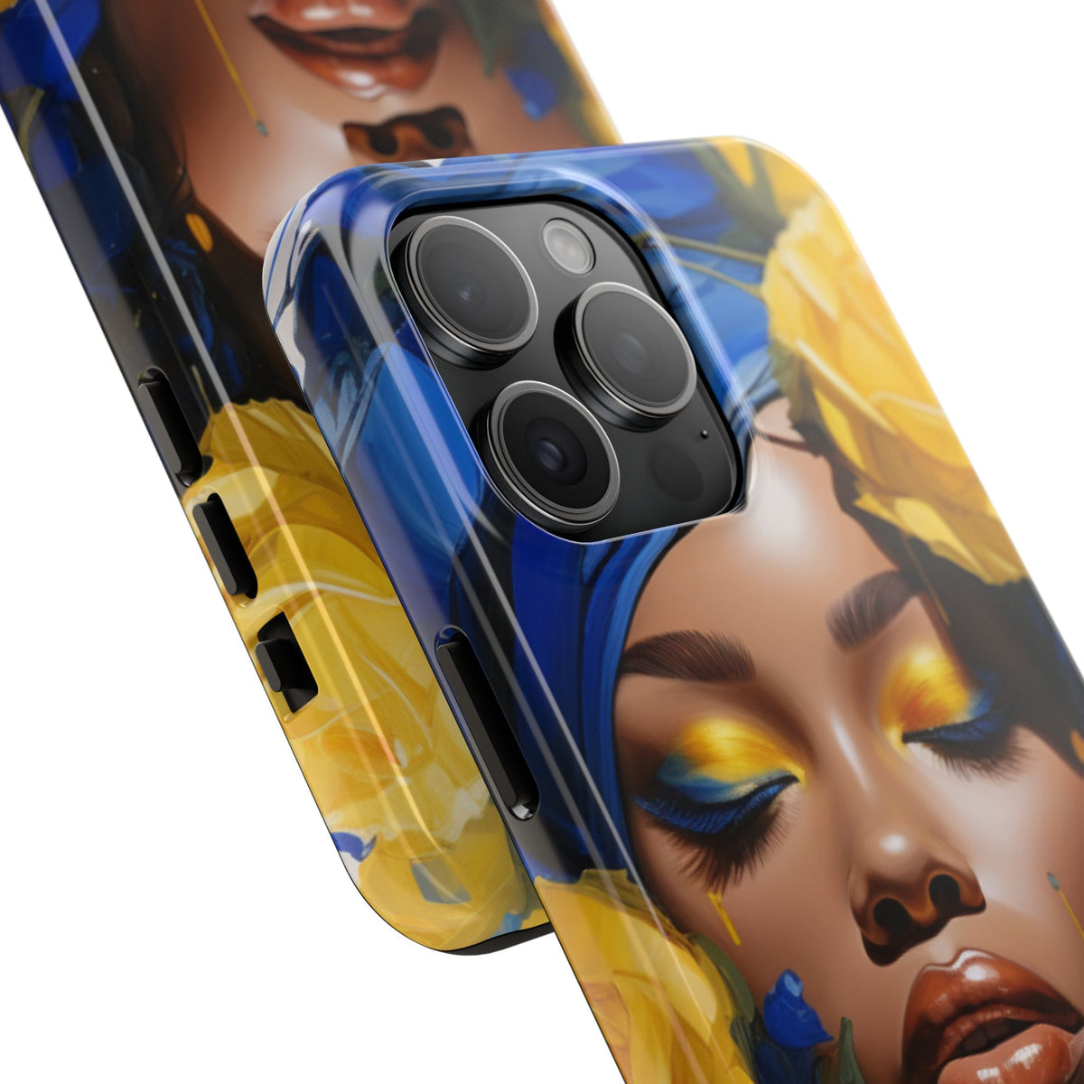 Stunning in Blue and Gold Beautiful Black Woman Tough Phone Case