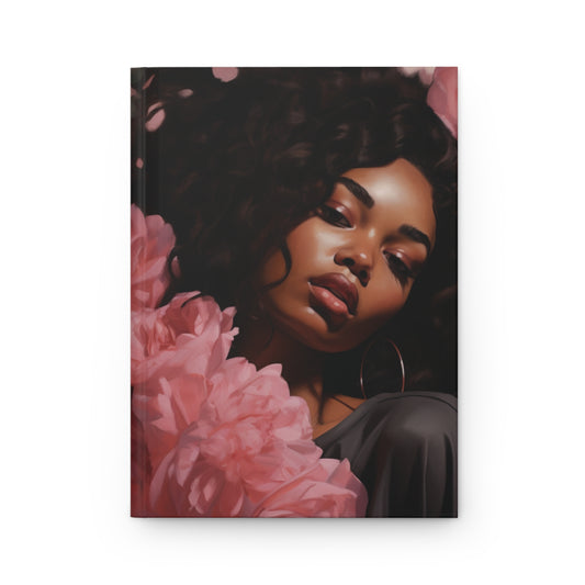Beautiful Black Woman With Pink Flowers Journal - #1