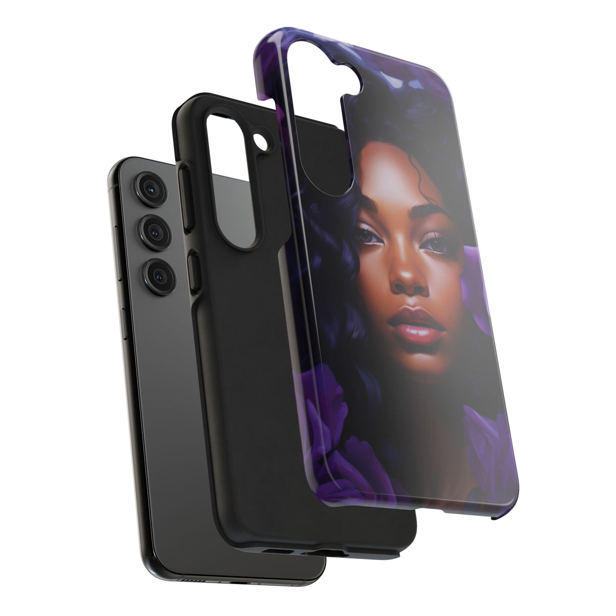 Beautiful Black Woman With Purple Flowers Tough Phone Case