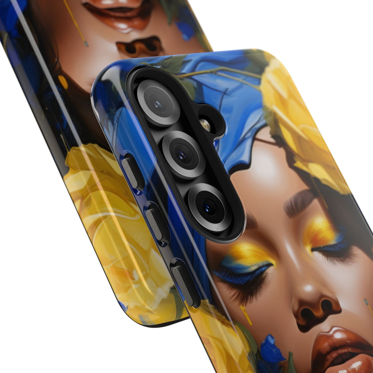 Stunning in Blue and Gold Beautiful Black Woman Tough Phone Case
