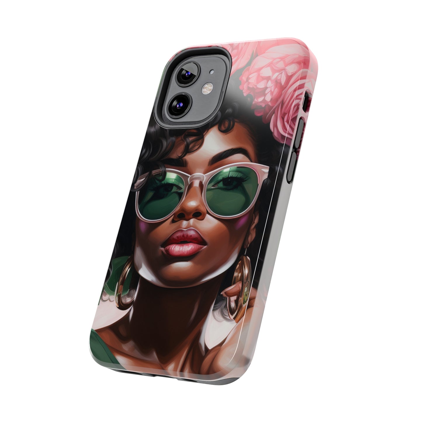 Pretty Black Woman With Pink Flowers Tough Case For iPhone  - #2