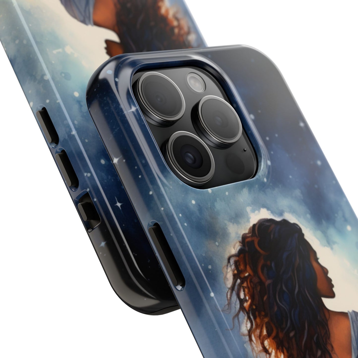 Beautiful Black Woman and Starry Night Tough Phone Case
