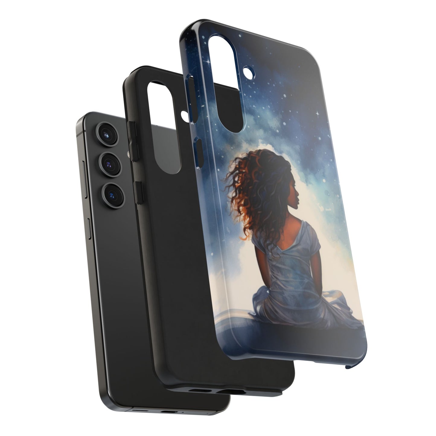 Beautiful Black Woman and Starry Night Tough Phone Case