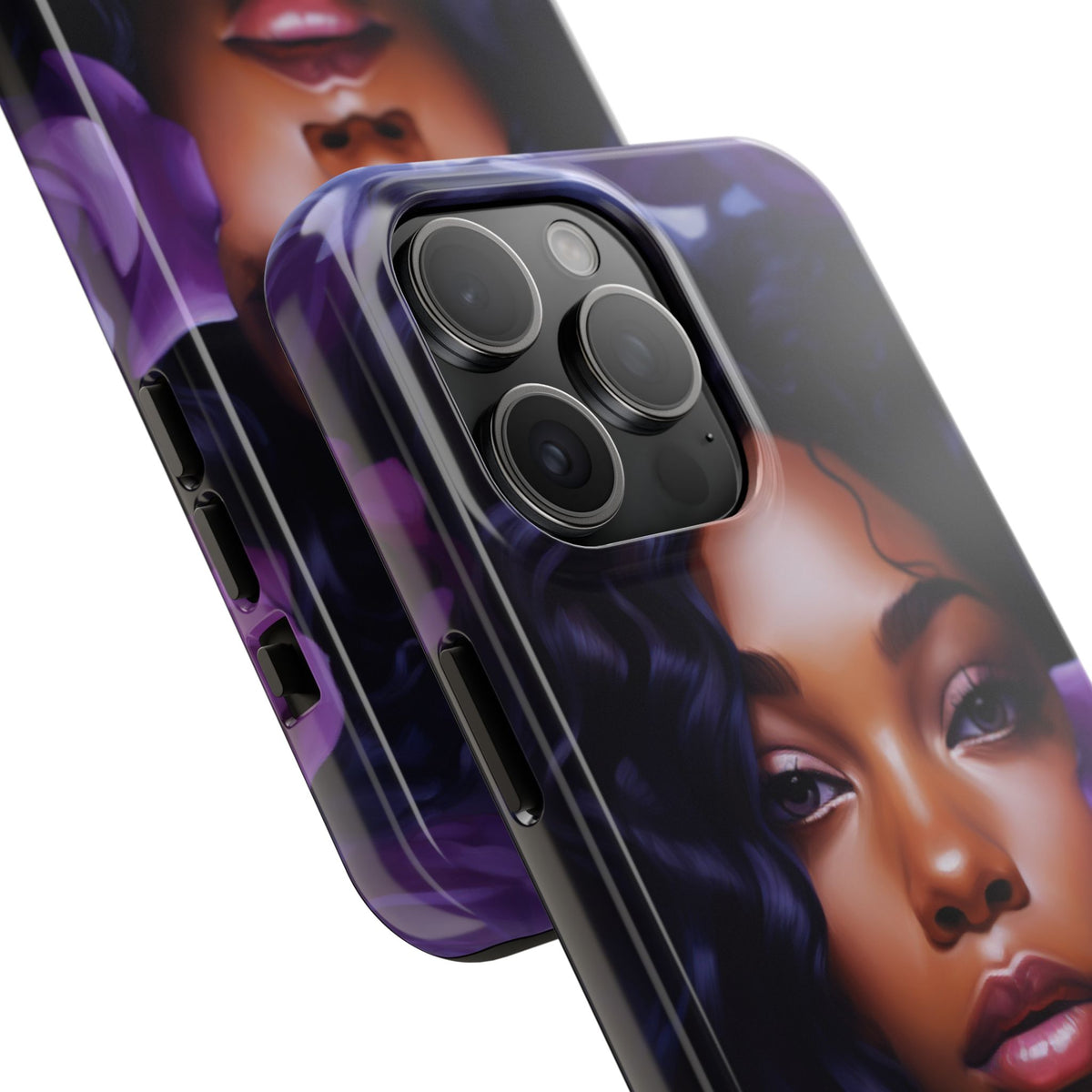 Beautiful Black Woman With Purple Flowers Tough Phone Case
