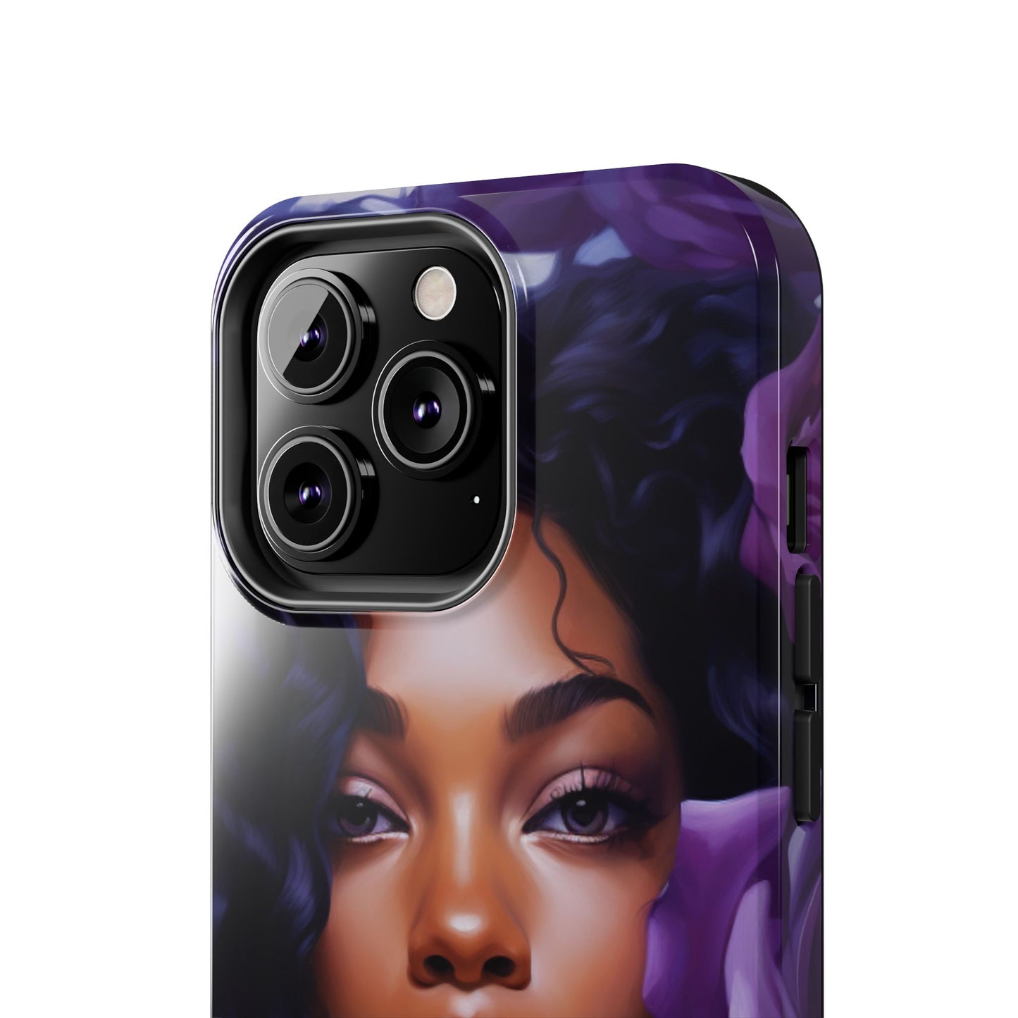 Beautiful Black Woman With Purple Flowers Tough Phone Case