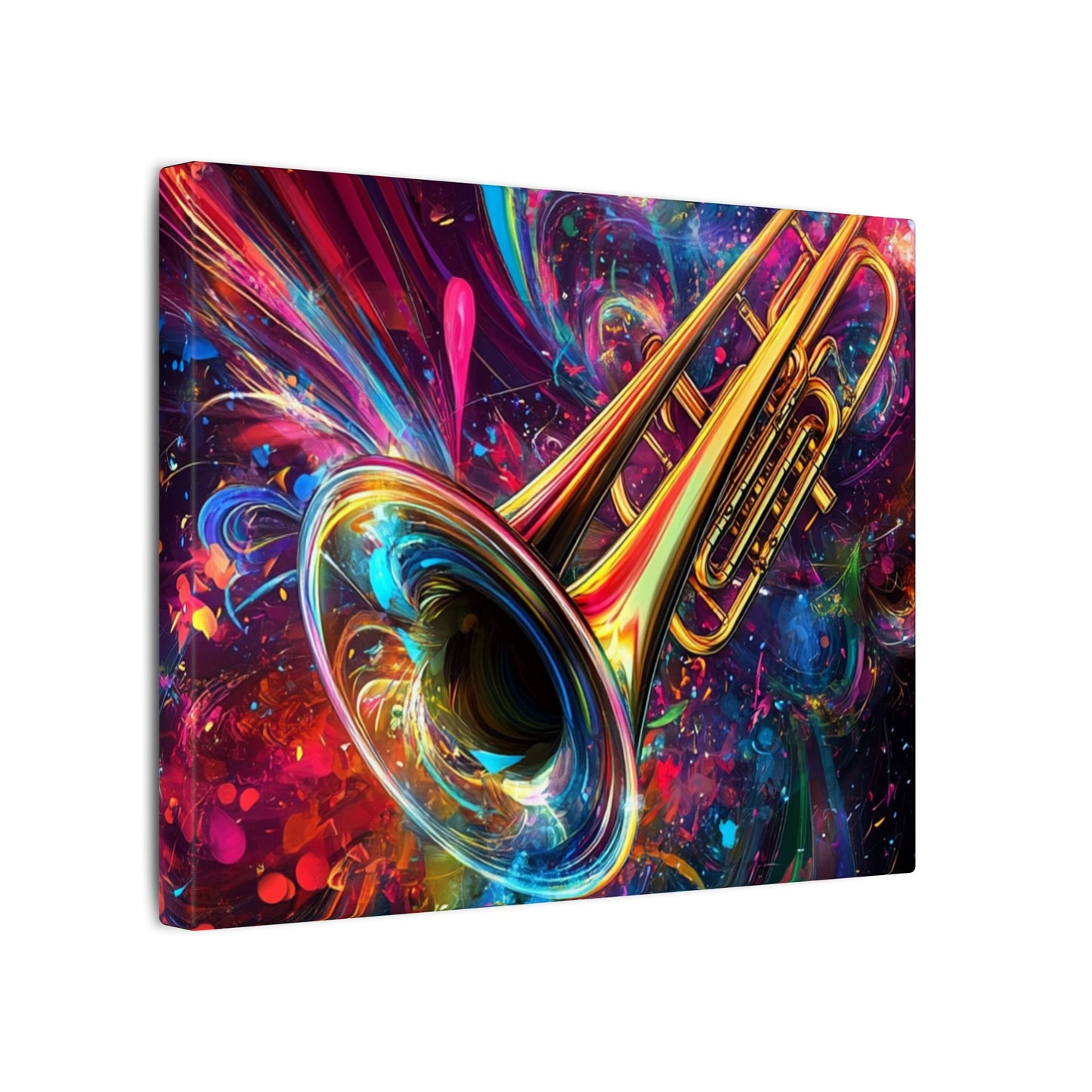Vibrant Trumpet Canvas Art — Colorful Music Wall Decor