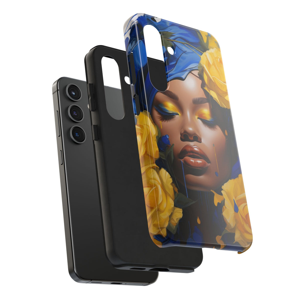 Stunning in Blue and Gold Beautiful Black Woman Tough Phone Case