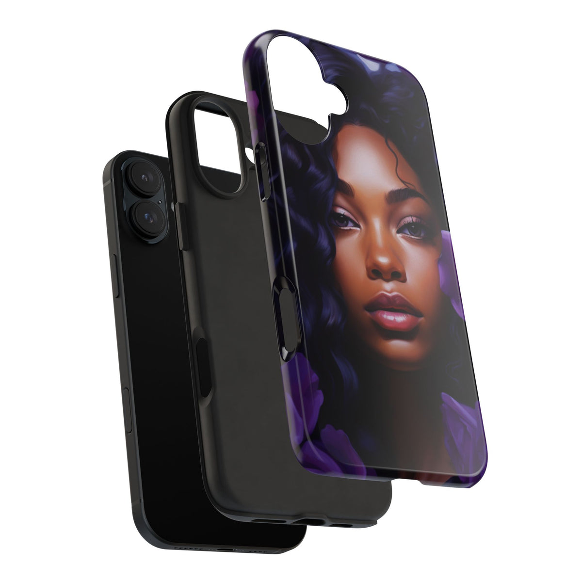 Beautiful Black Woman With Purple Flowers Tough Phone Case
