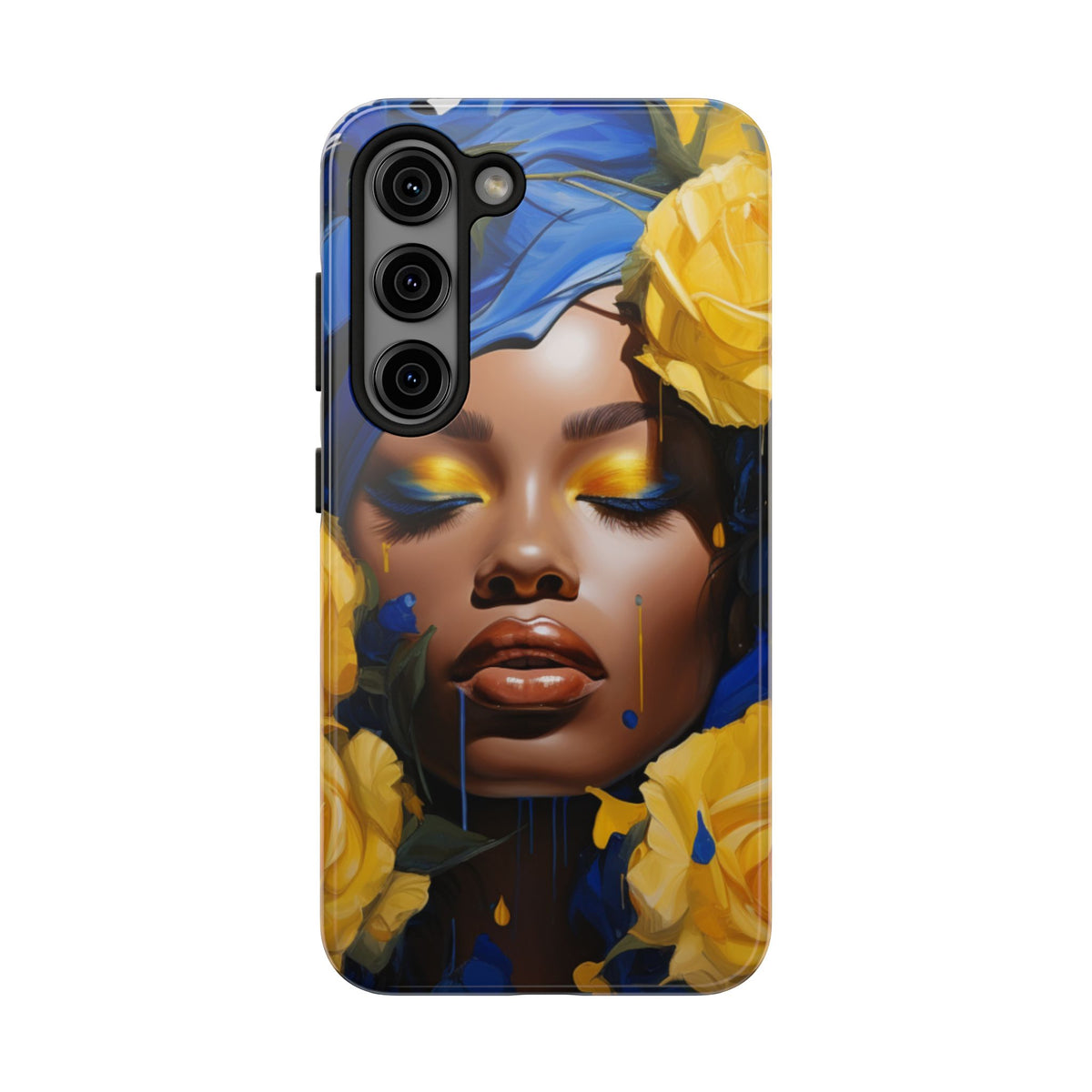 Stunning in Blue and Gold Beautiful Black Woman Tough Phone Case