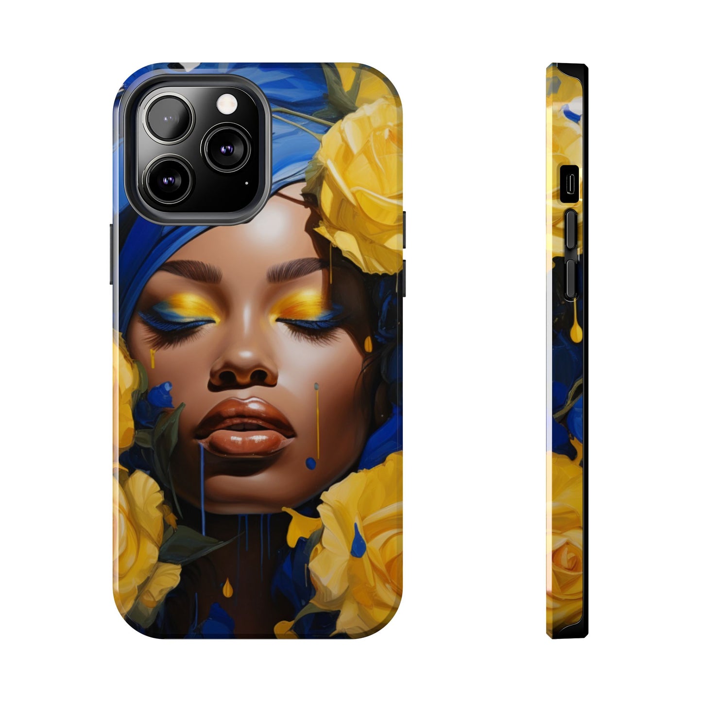 Stunning in Blue and Gold Beautiful Black Woman Tough Phone Case