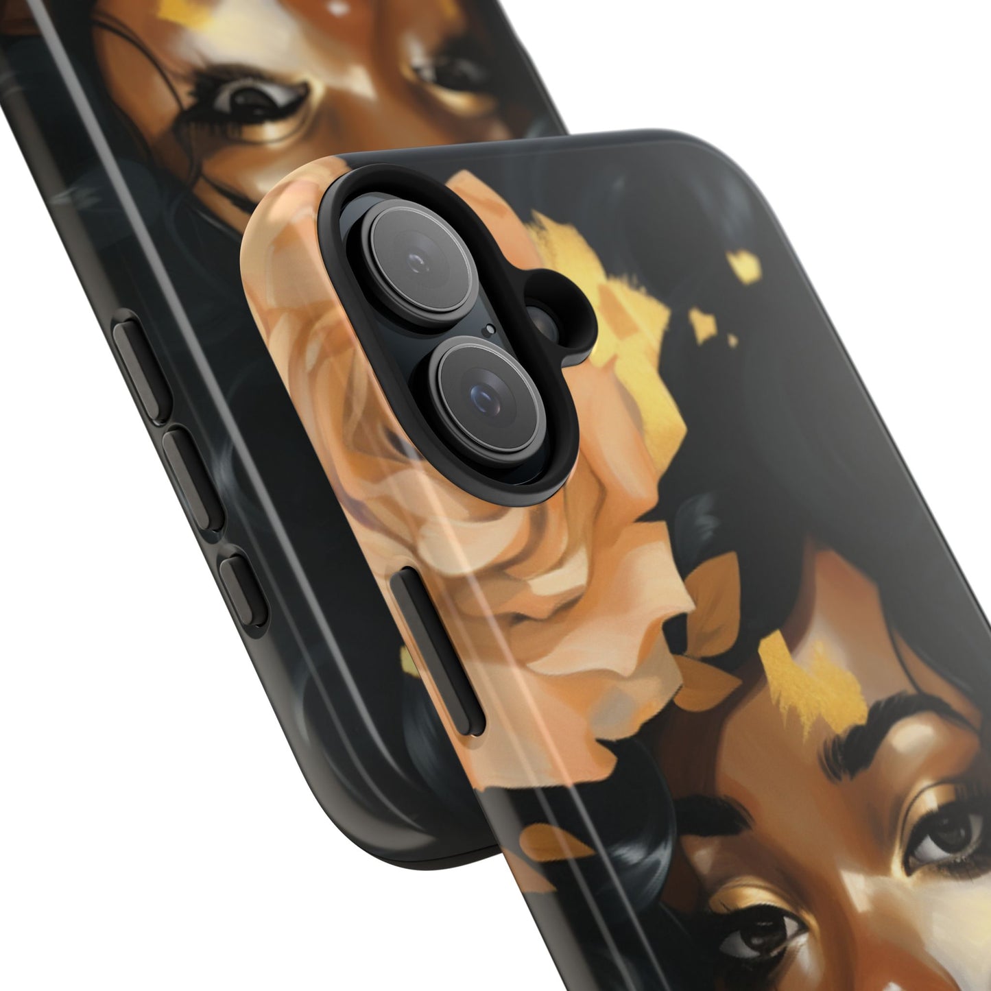 Beautiful Black Woman With Gold Flowers Tough Phone Case