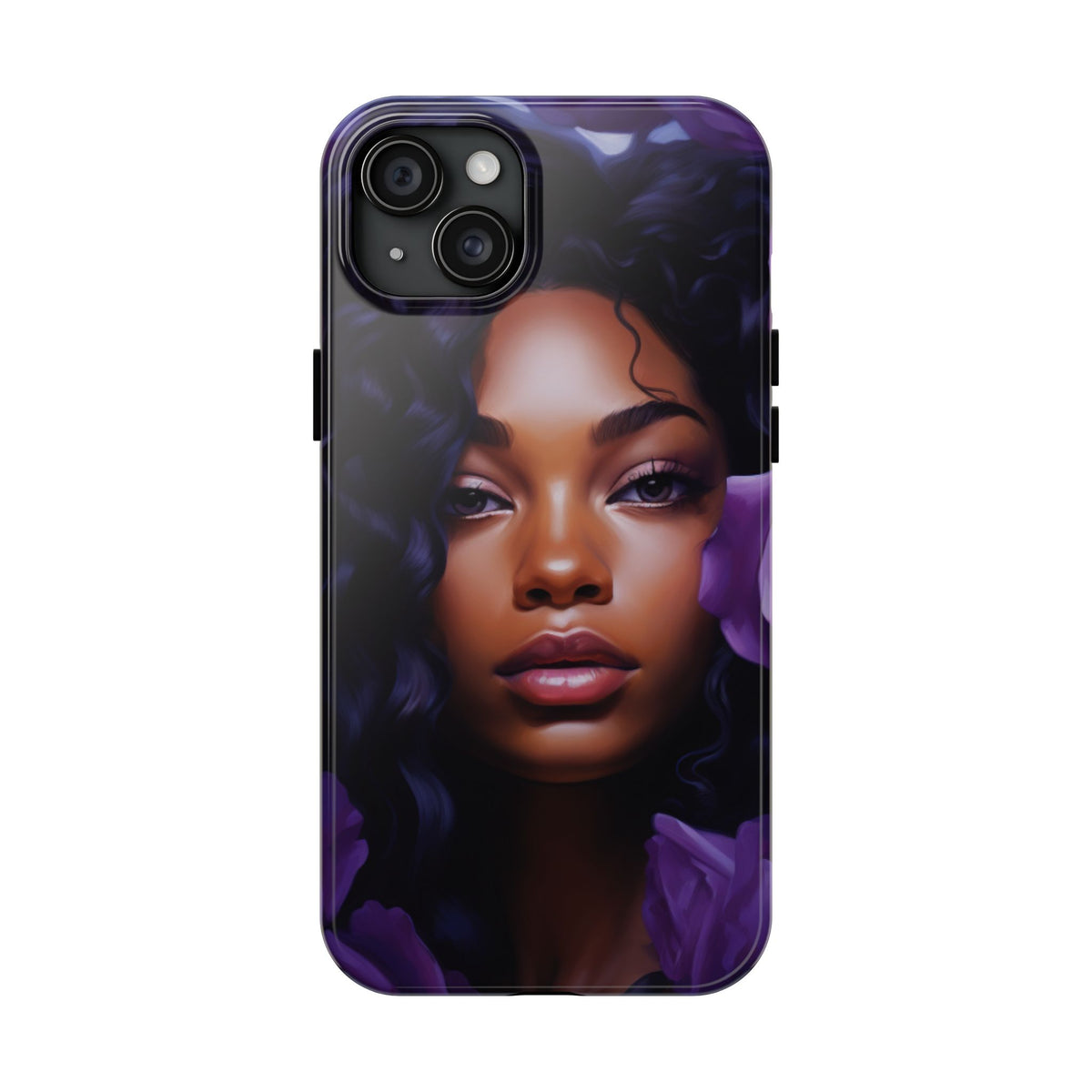 Beautiful Black Woman With Purple Flowers Tough Phone Case
