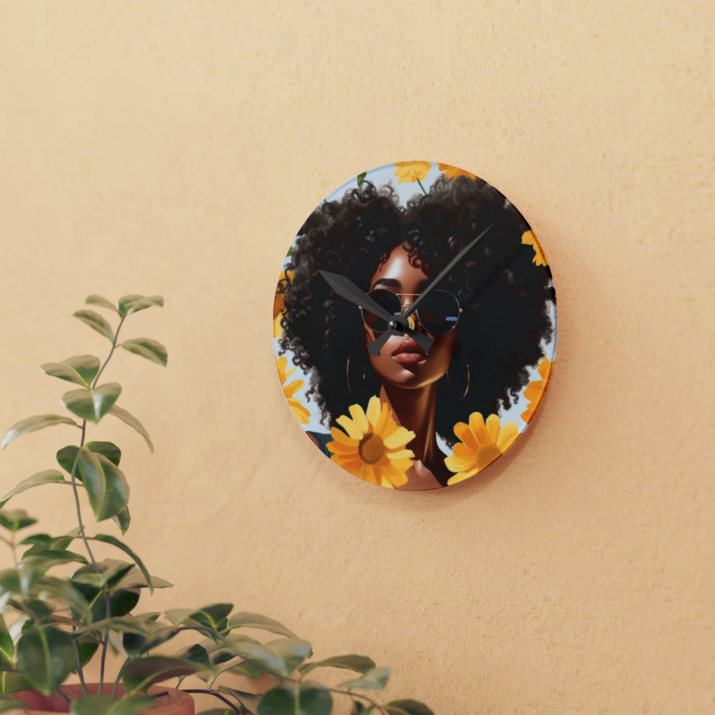 Beauty Unbound with Daisies Acrylic Wall Clock