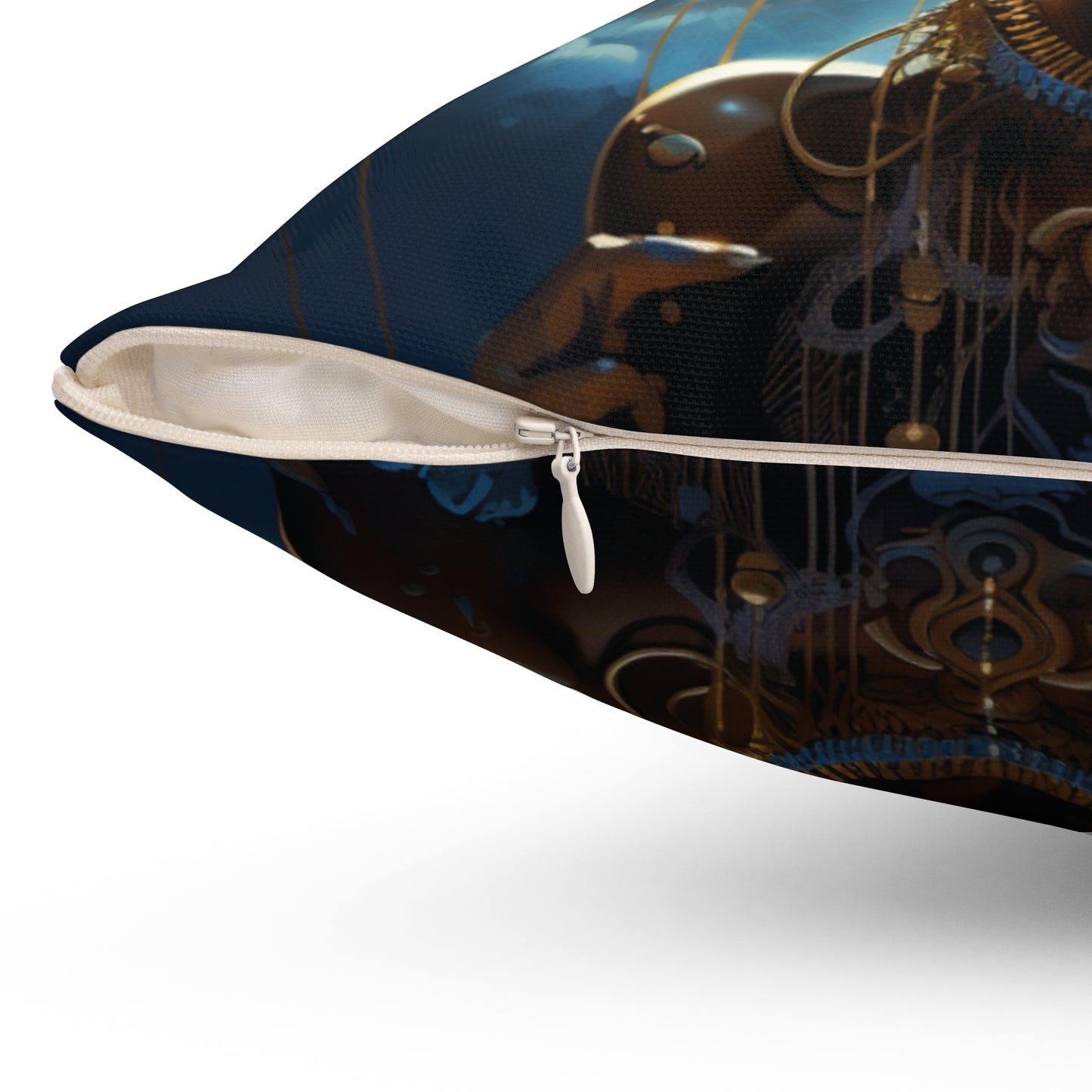 Blue Futuristic Black Woman Spun Polyester Square Pillow