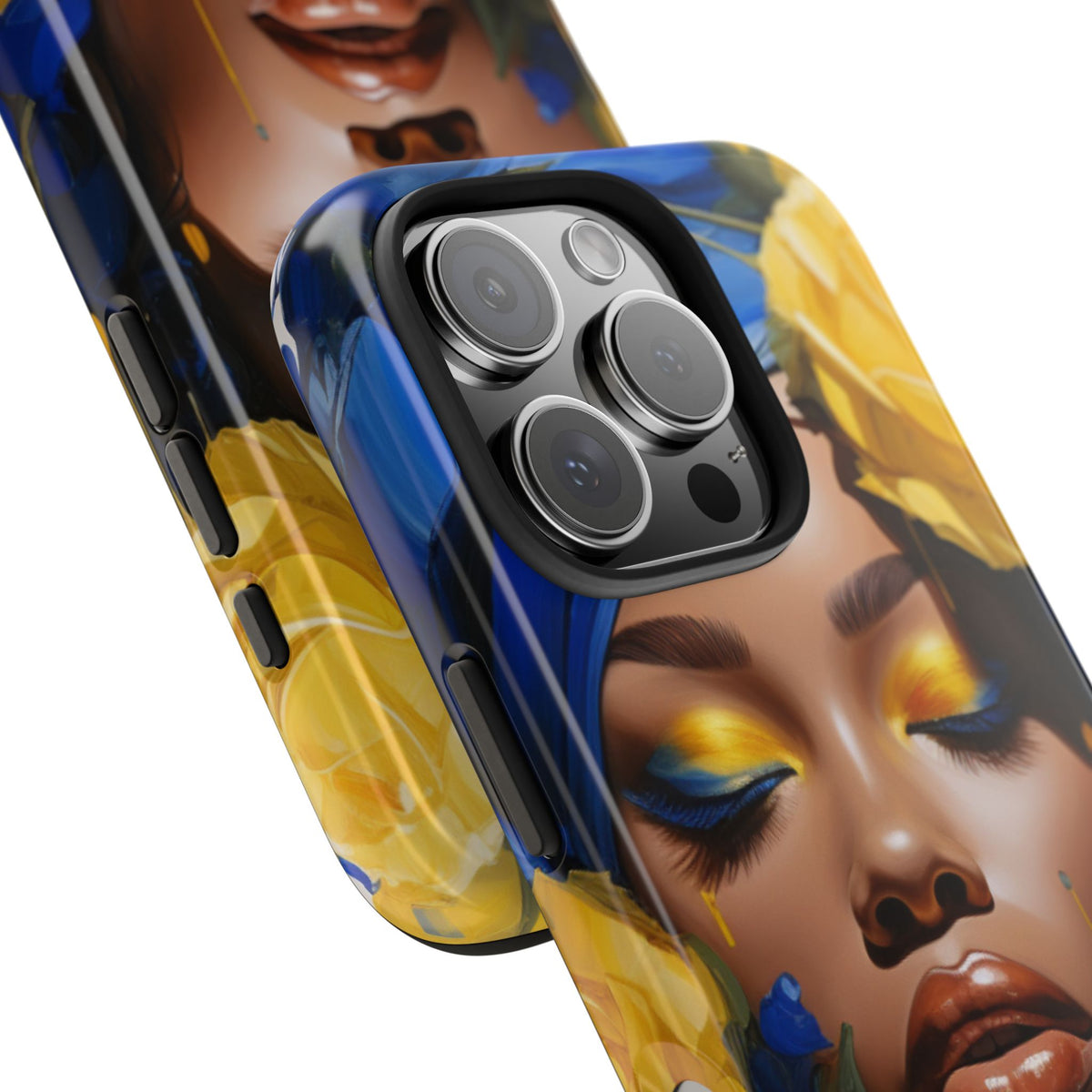 Stunning in Blue and Gold Beautiful Black Woman Tough Phone Case