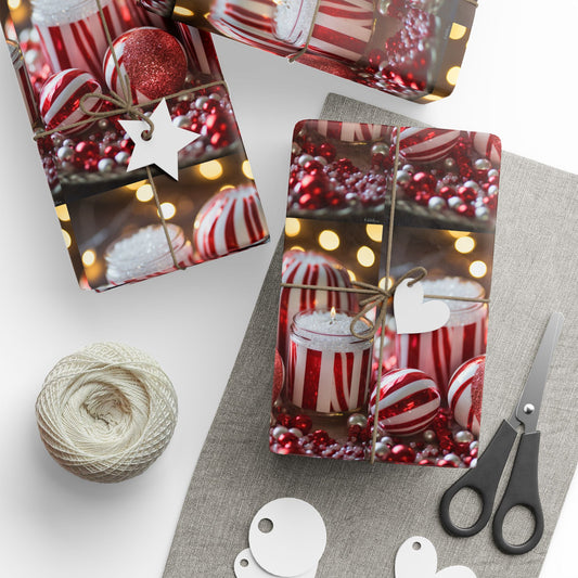 Candy Cane Wrapping Paper Roll — Metallic Gift Wrap for Holidays & Weddings