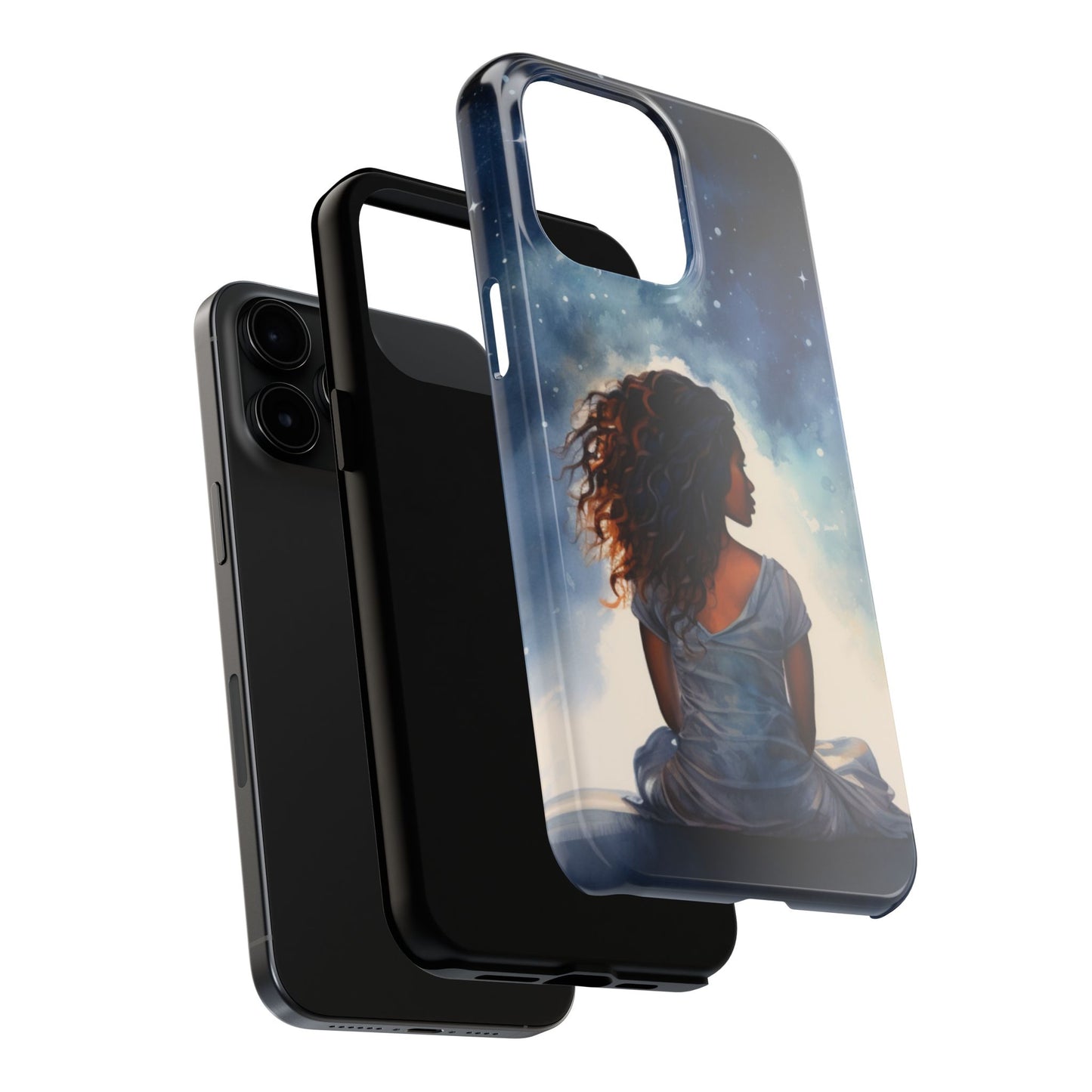 Beautiful Black Woman and Starry Night Tough Phone Case