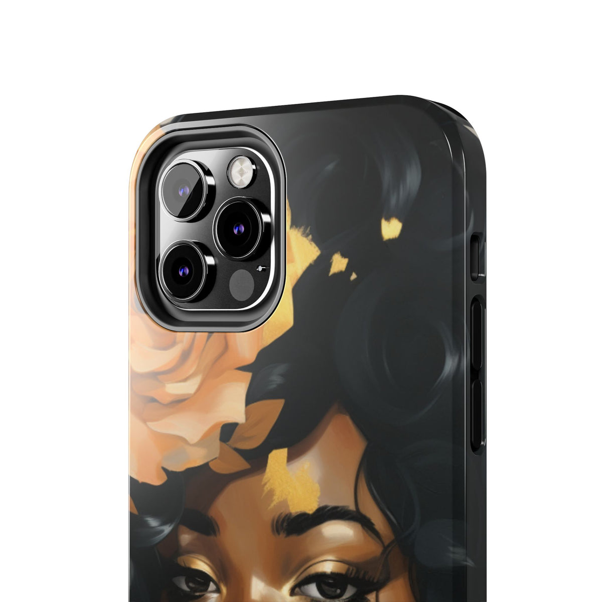 Beautiful Black Woman With Gold Flowers Tough Phone Case