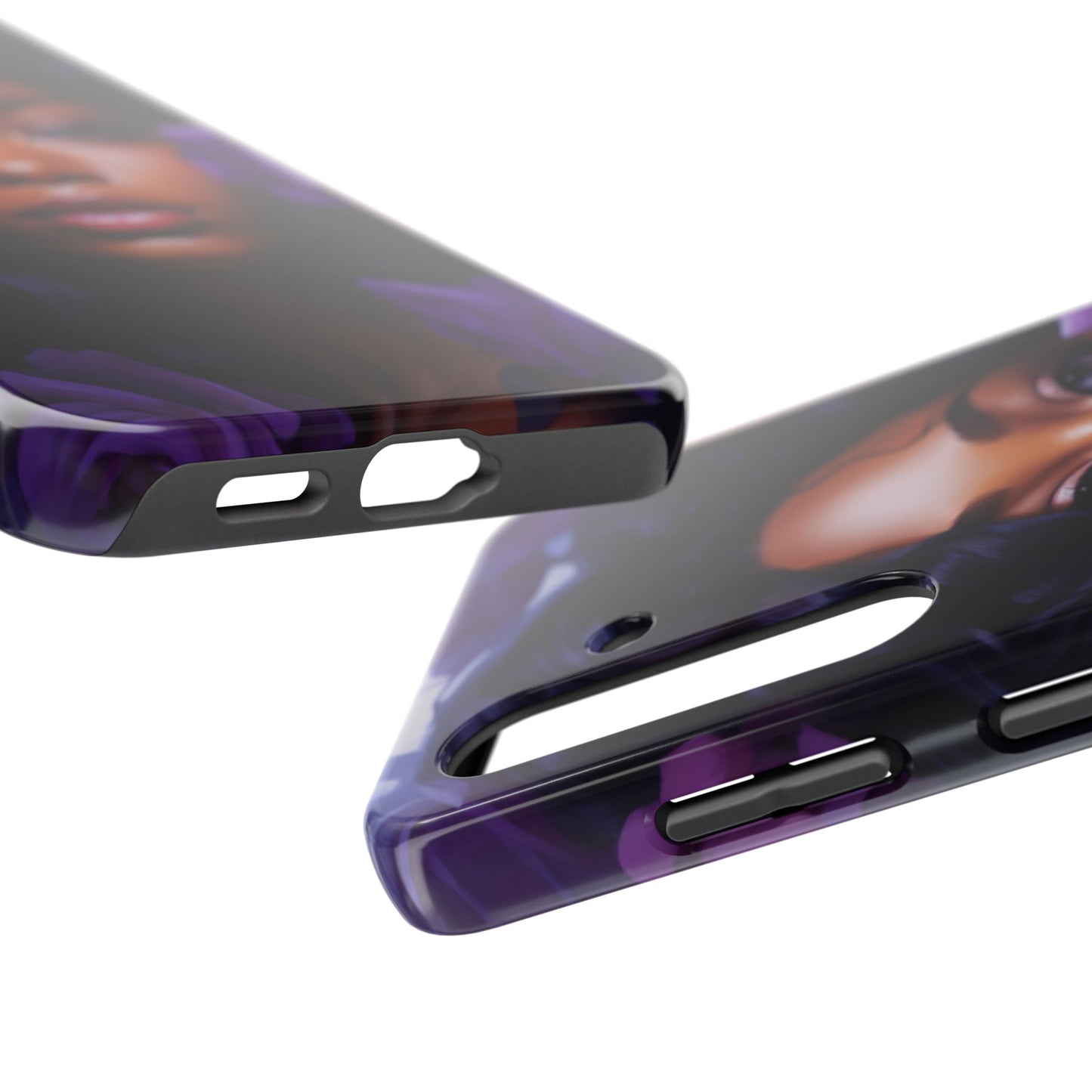Beautiful Black Woman With Purple Flowers Tough Phone Case