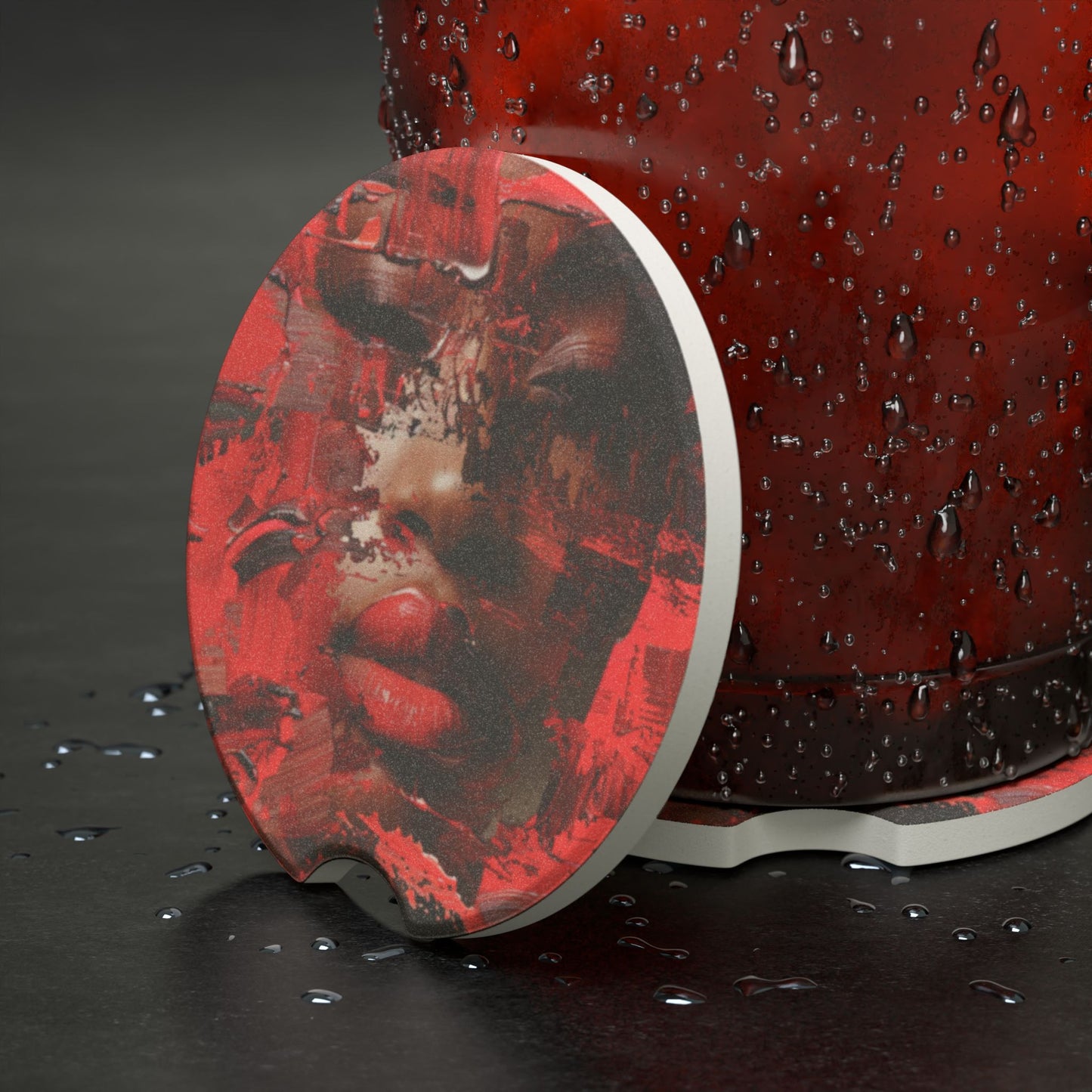 Red Faced Woman Car Coaster