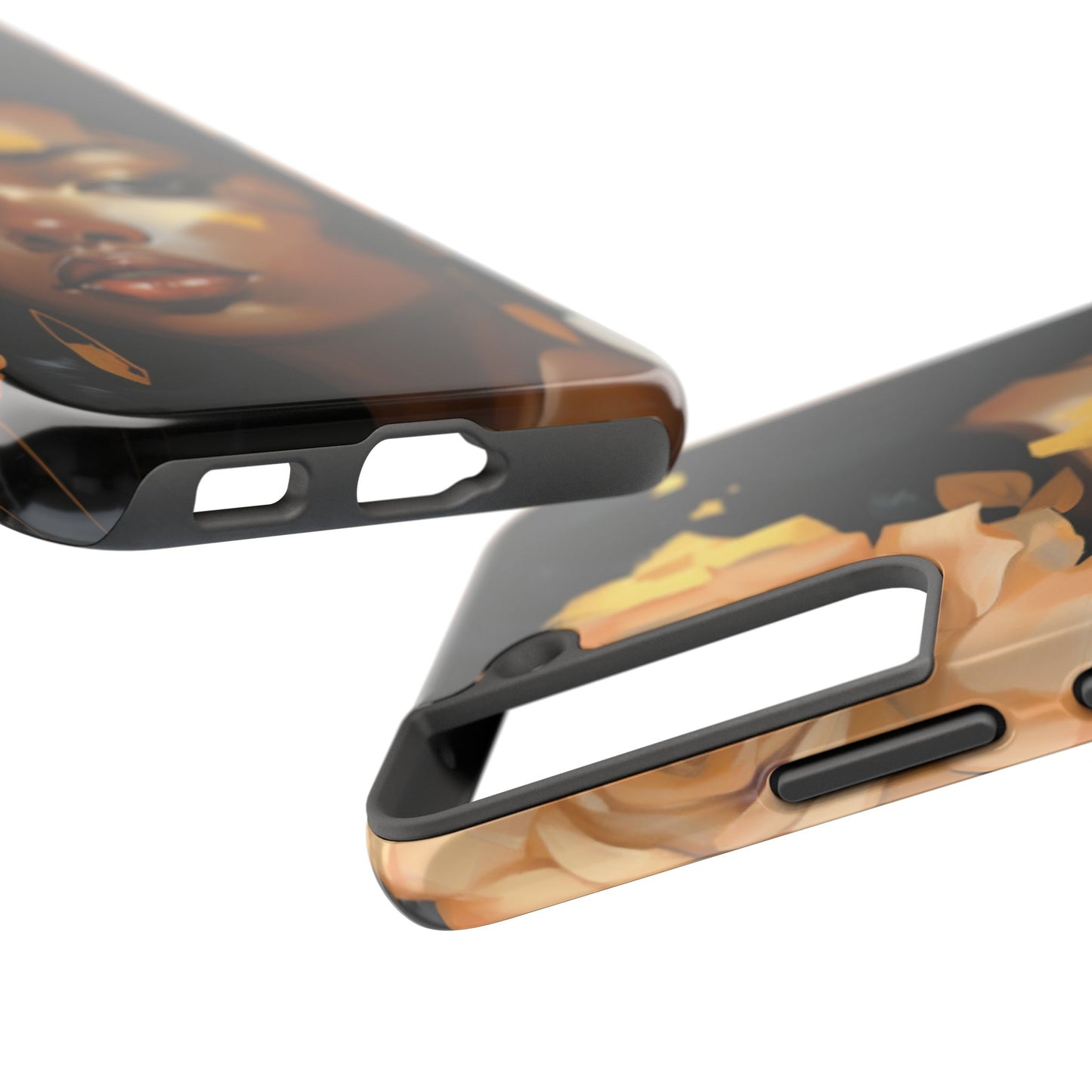 Beautiful Black Woman With Gold Flowers Tough Phone Case