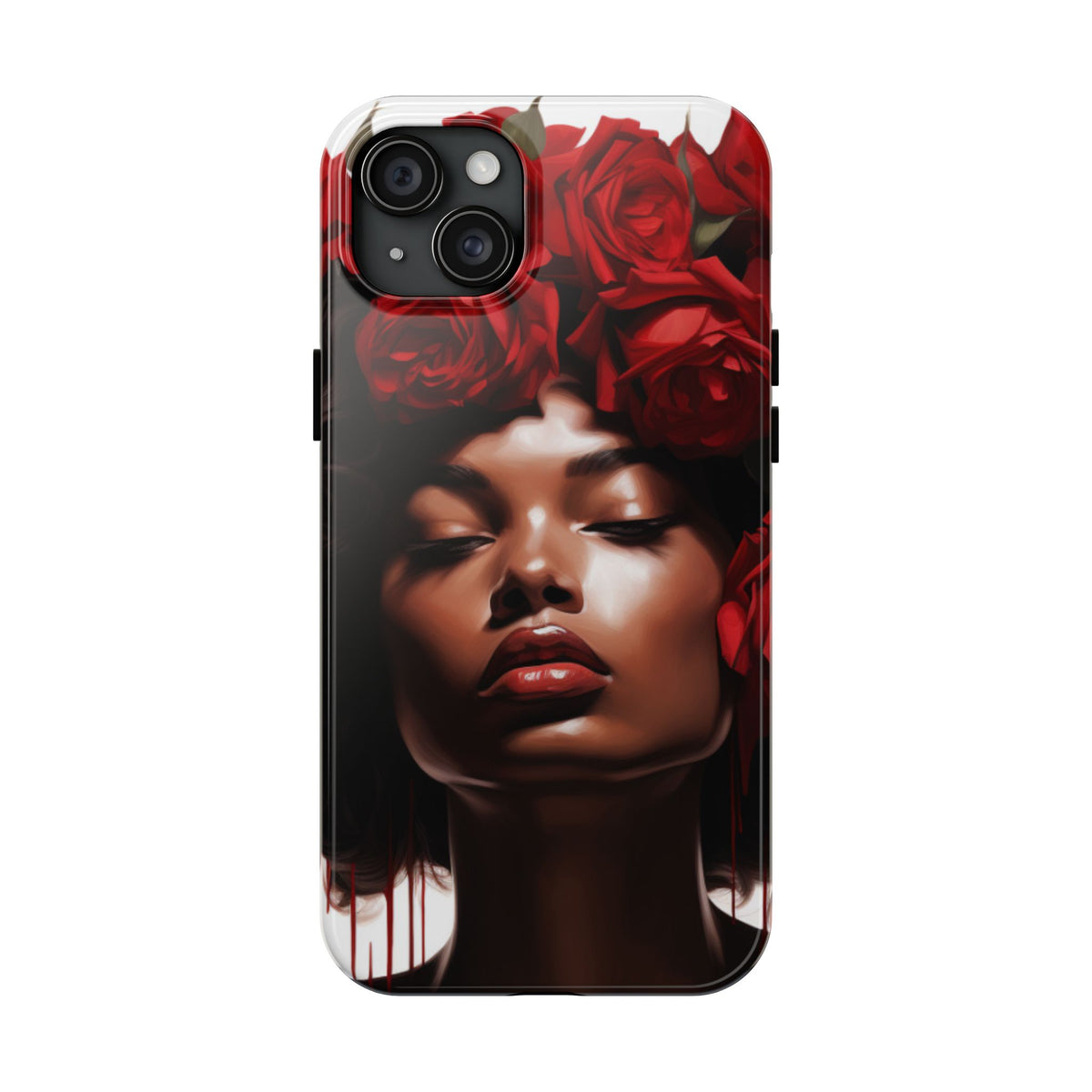 Beautiful Black Woman With Red Flowers Tough Phone Case