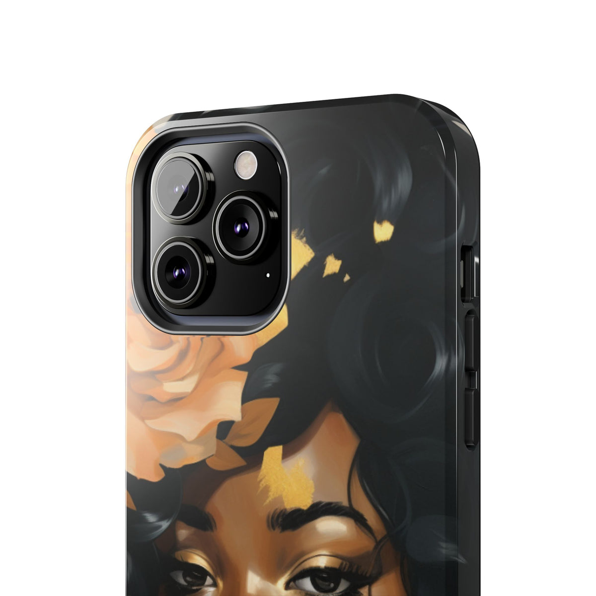 Beautiful Black Woman With Gold Flowers Tough Phone Case