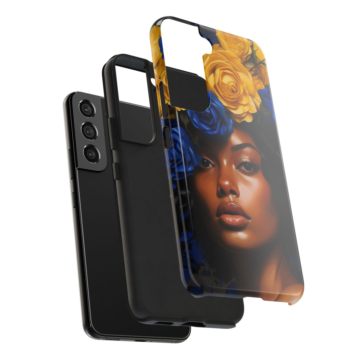 Stunning in Blue and Gold Beautiful Black Woman Tough Phone Case