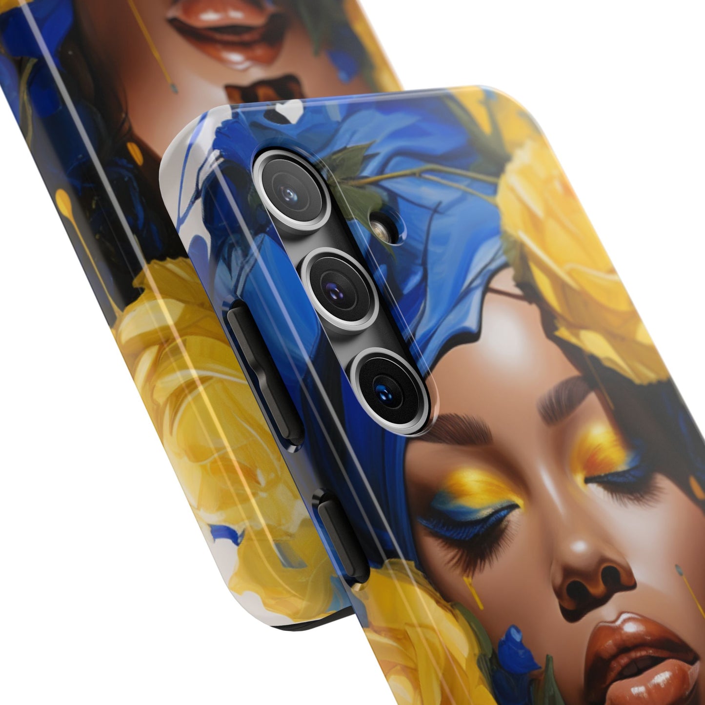 Stunning in Blue and Gold Beautiful Black Woman Tough Phone Case