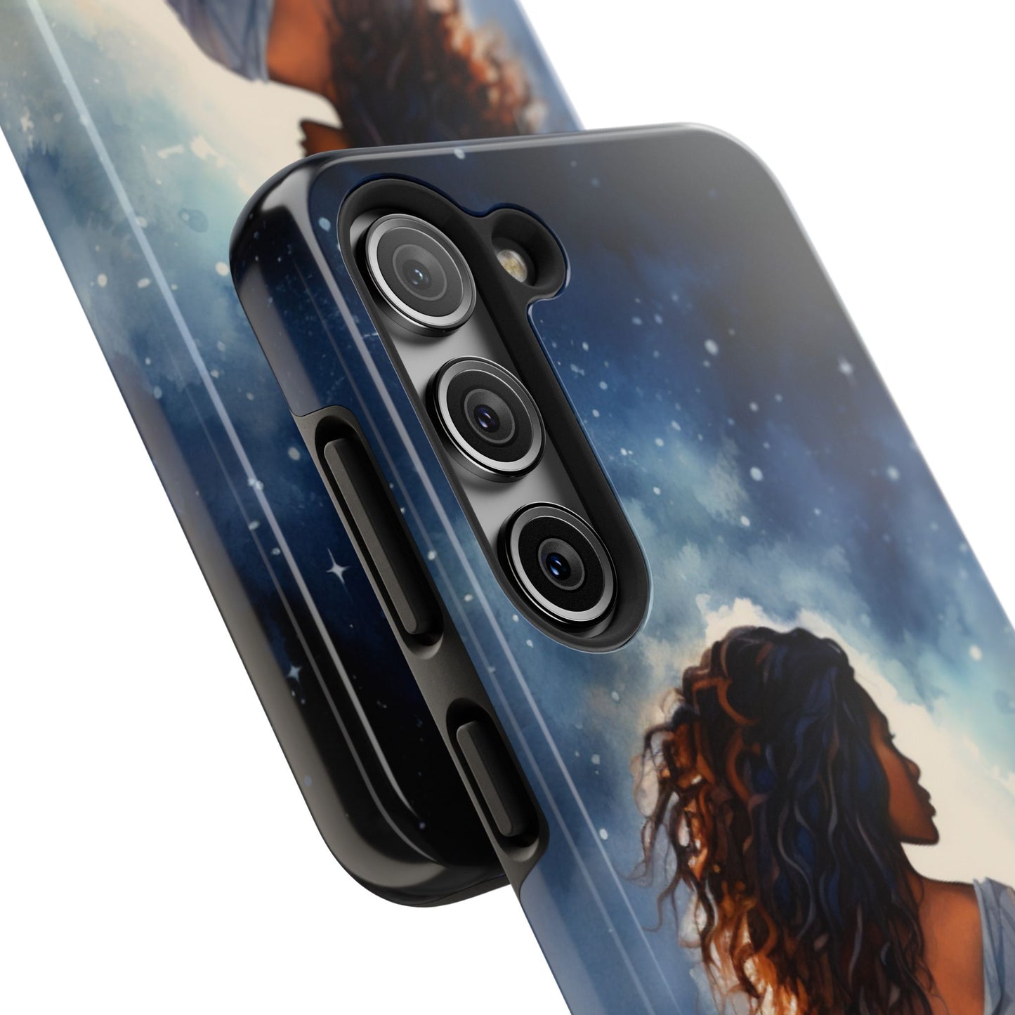 Beautiful Black Woman and Starry Night Tough Phone Case