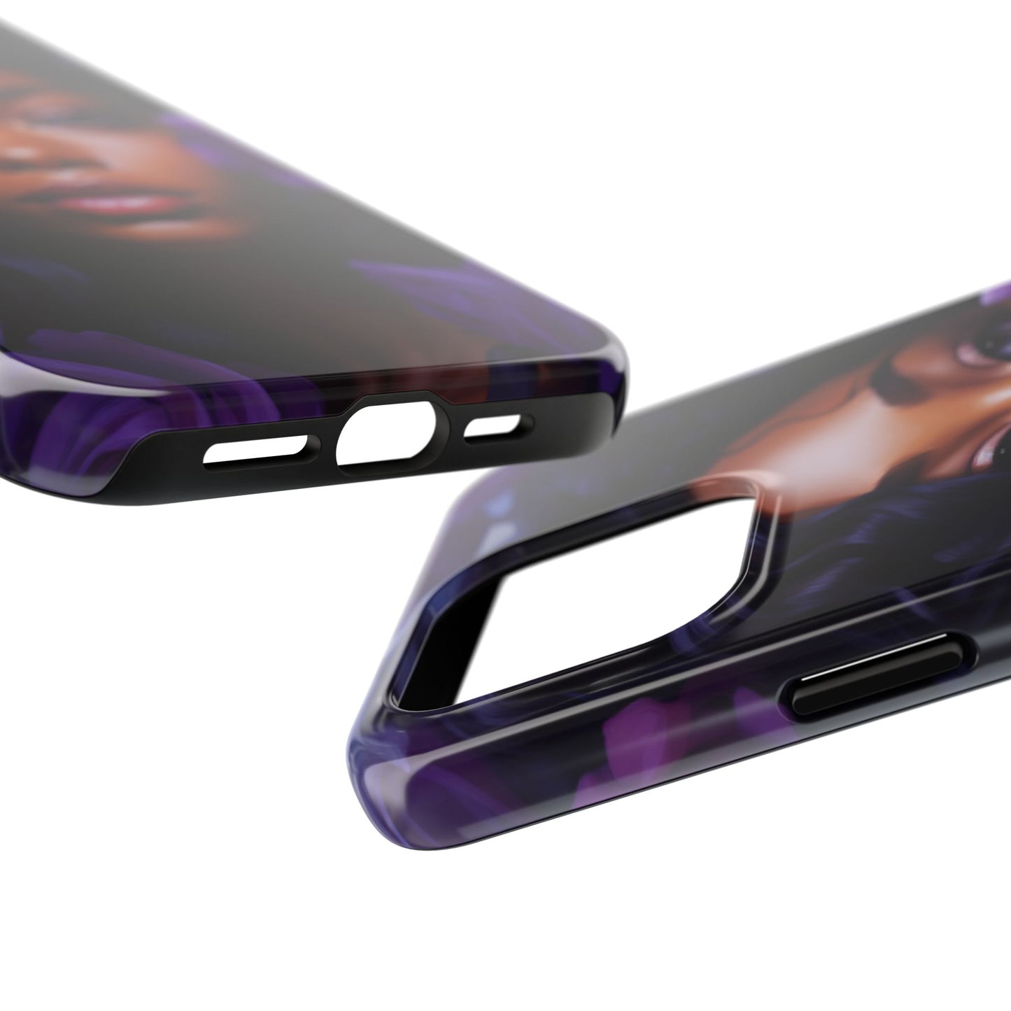 Beautiful Black Woman With Purple Flowers Tough Phone Case