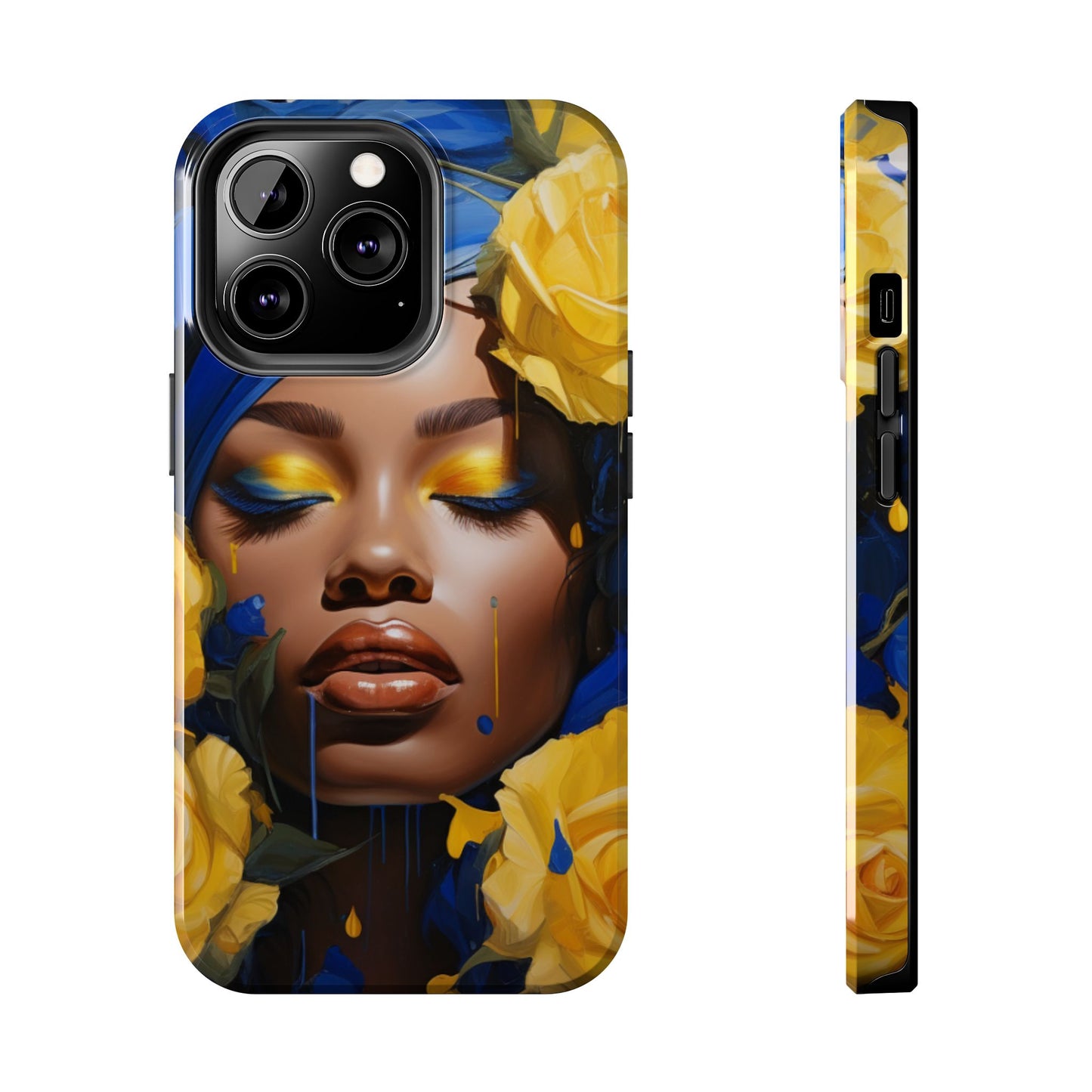 Stunning in Blue and Gold Beautiful Black Woman Tough Phone Case