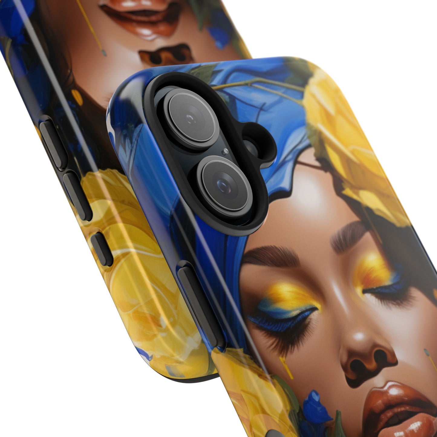 Stunning in Blue and Gold Beautiful Black Woman Tough Phone Case