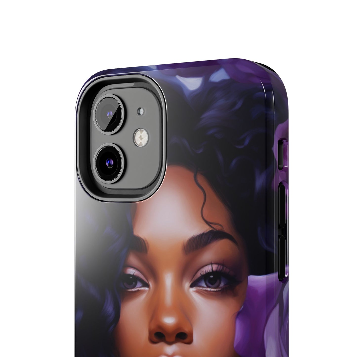 Beautiful Black Woman With Purple Flowers Tough Phone Case