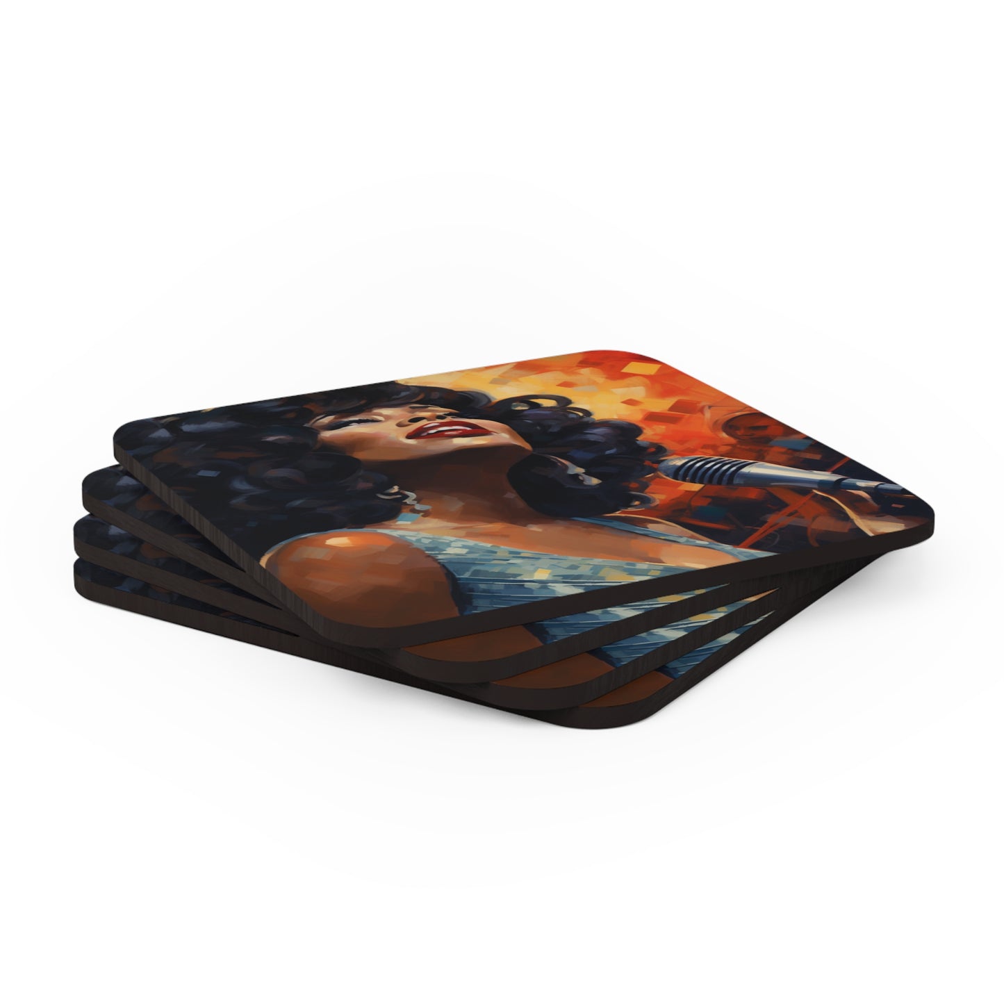 Smooth Jazz Corkwood Coaster Set of 4