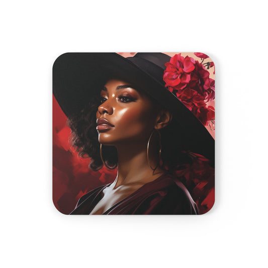 Beautiful Woman Corkwood Coaster Set of 4