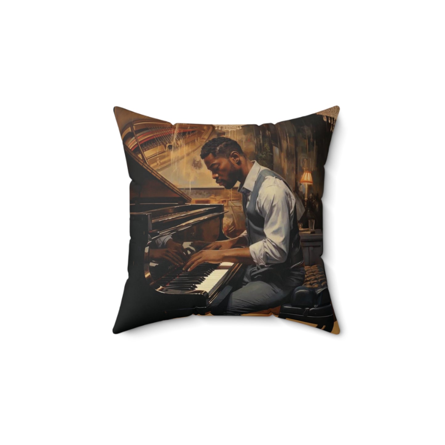 Jazzy Piano Spun Polyester Square Pillow