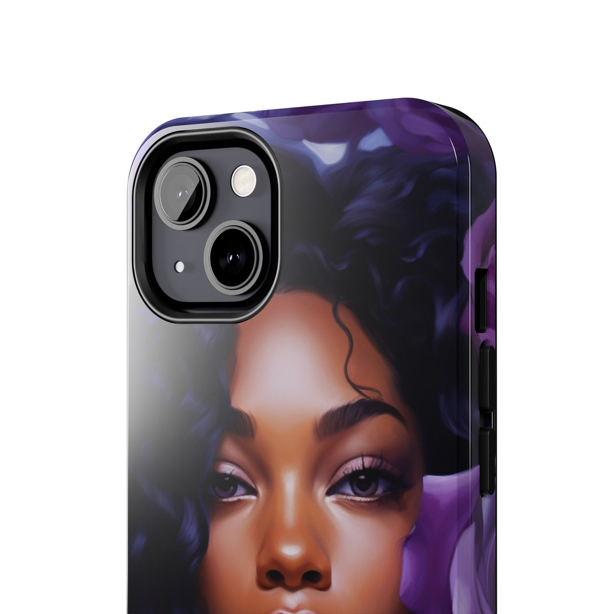 Beautiful Black Woman With Purple Flowers Tough Phone Case