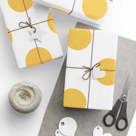 White With Gold Polka Dots Wrapping Paper Roll — Metallic Gift Wrap for Holidays & Weddings
