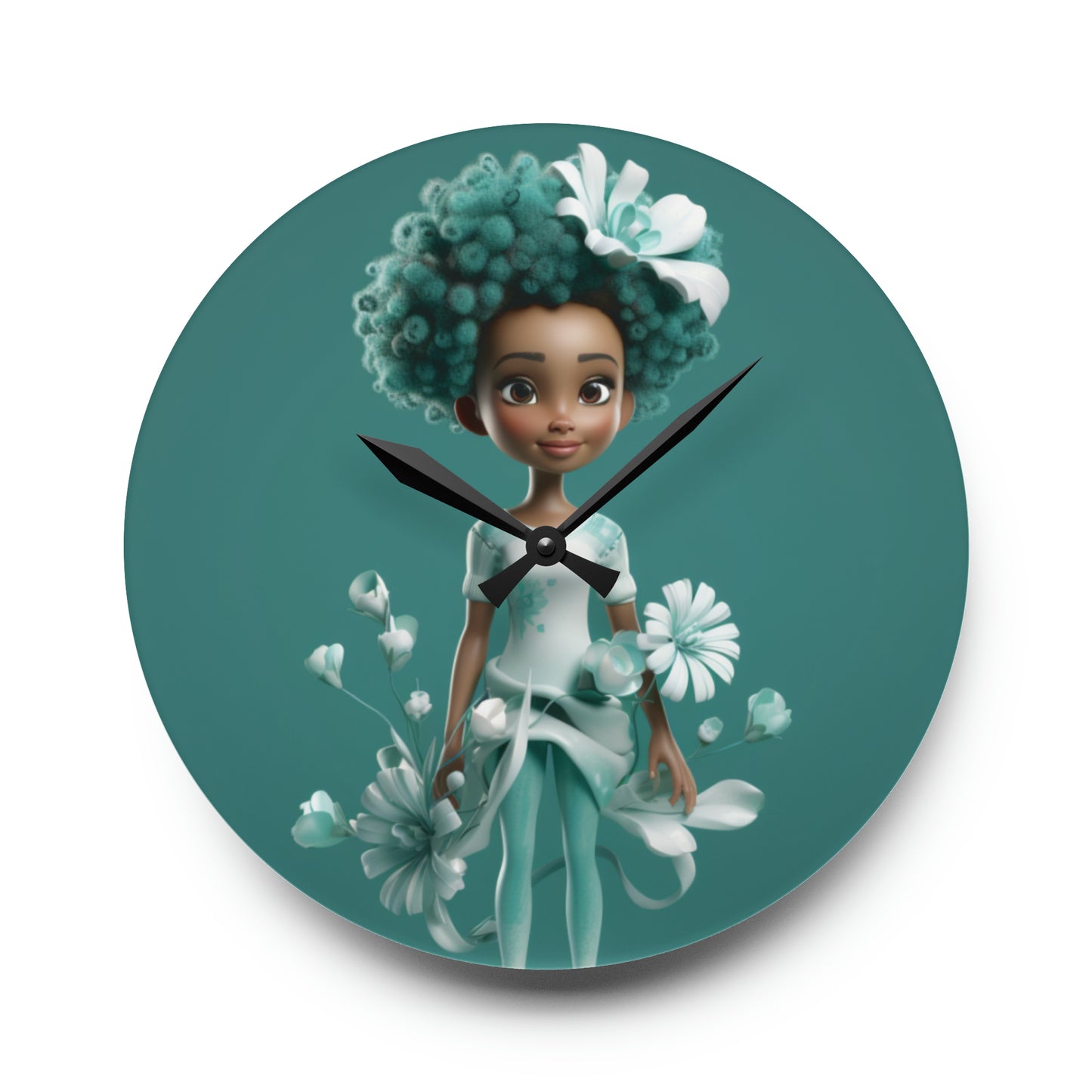 Teal Fairy Acrylic Wall Clock