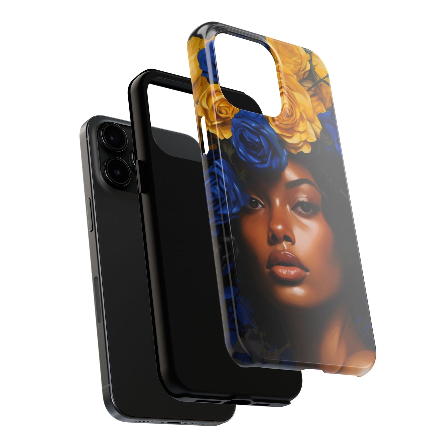 Stunning in Blue and Gold Beautiful Black Woman Tough Phone Case