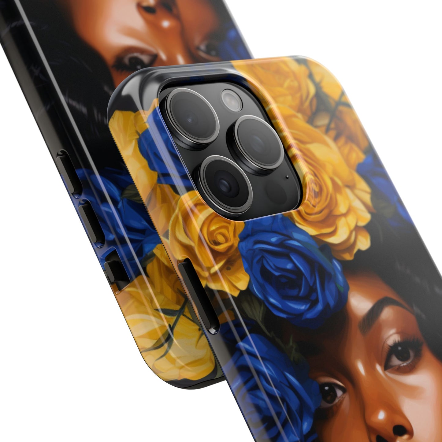 Stunning in Blue and Gold Beautiful Black Woman Tough Phone Case