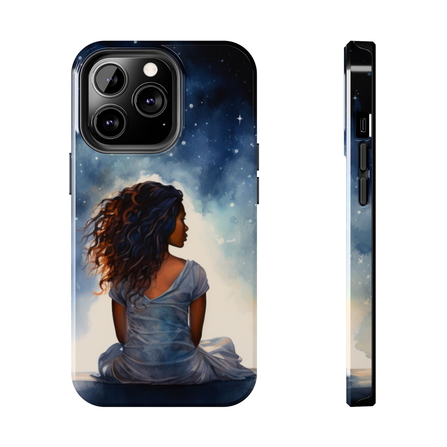 Beautiful Black Woman and Starry Night Tough Phone Case