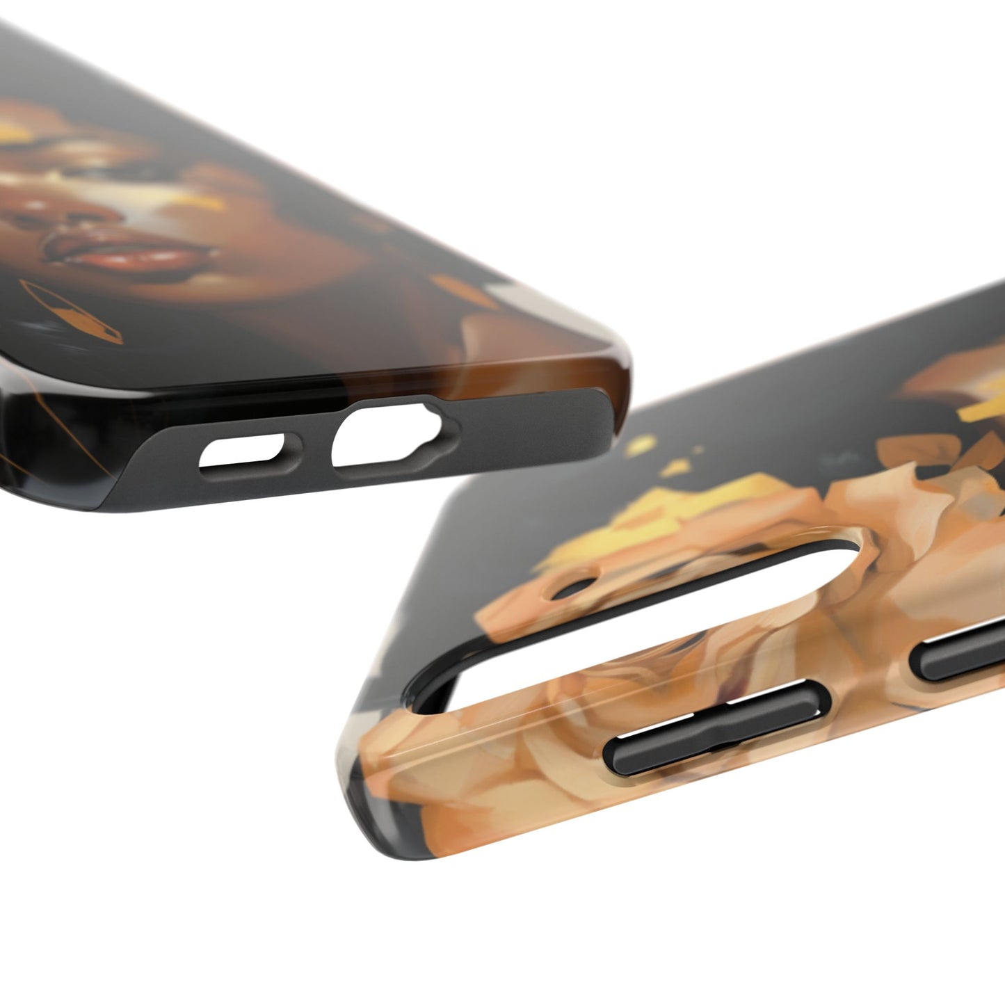 Beautiful Black Woman With Gold Flowers Tough Phone Case